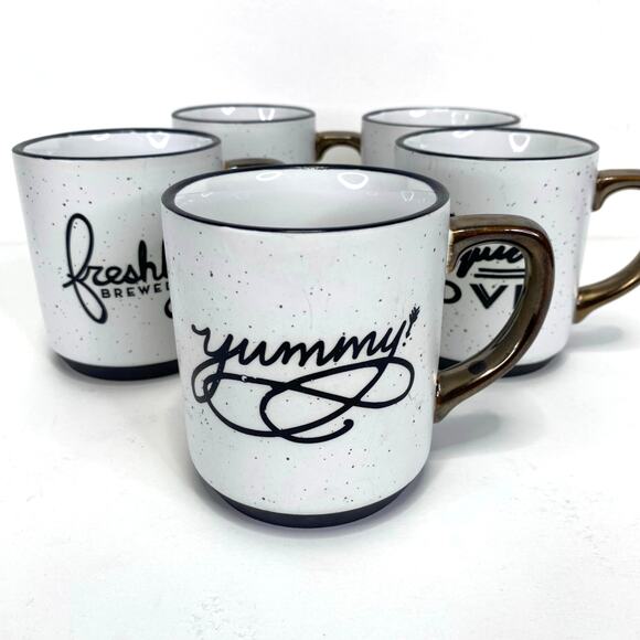 THRESHOLD Target Retro Stoneware Coffee Mugs Set of 5 Farmhouse Fresh Brew 12oz - Picture 3 of 11